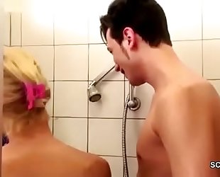 German MILF Seduce to Fuck by Step-Son Obese Dick in Shower