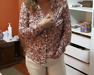 Colombian mature comes home stranger work very excited, shows retire from and touches herself, asks her to fuck a well-endowed young Latino